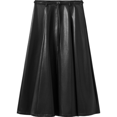 播商场同款简约复古半身裙女秋季新款时髦百褶小皮裙BDS3BD3874