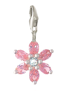 托马斯萨博粉红色花朵浪漫吊坠