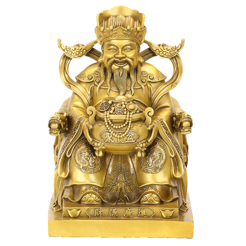 纯铜文财神爷摆件供奉神像铜佛像