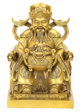 纯铜文财神爷摆件供奉神像铜佛像