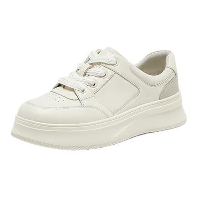 SKAP圣伽步女鞋2026春季新款板鞋简约厚底轻质系带日常女款休闲鞋