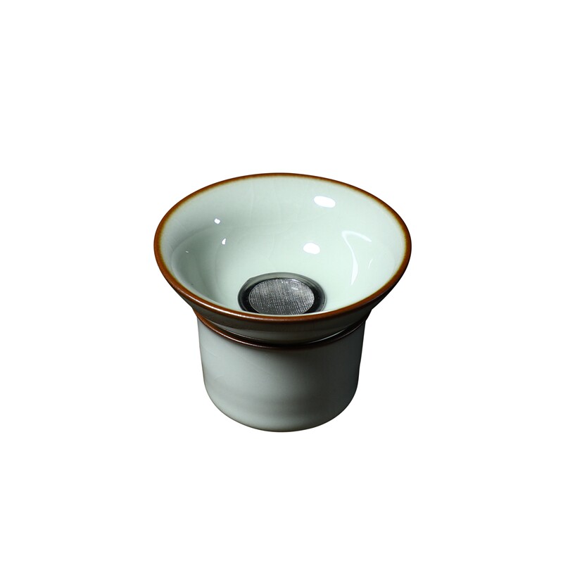 龙泉青瓷铁骨王文白釉零配件茶漏