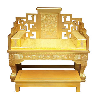 龙椅明清仿古实木宝座 帝王龙椅圈椅 太师椅皇宫椅黄金漆修禅椅子