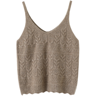 触动内心的柔美!波浪纹绞花羊绒吊带女纯羊绒衫毛衣秋冬加厚背心