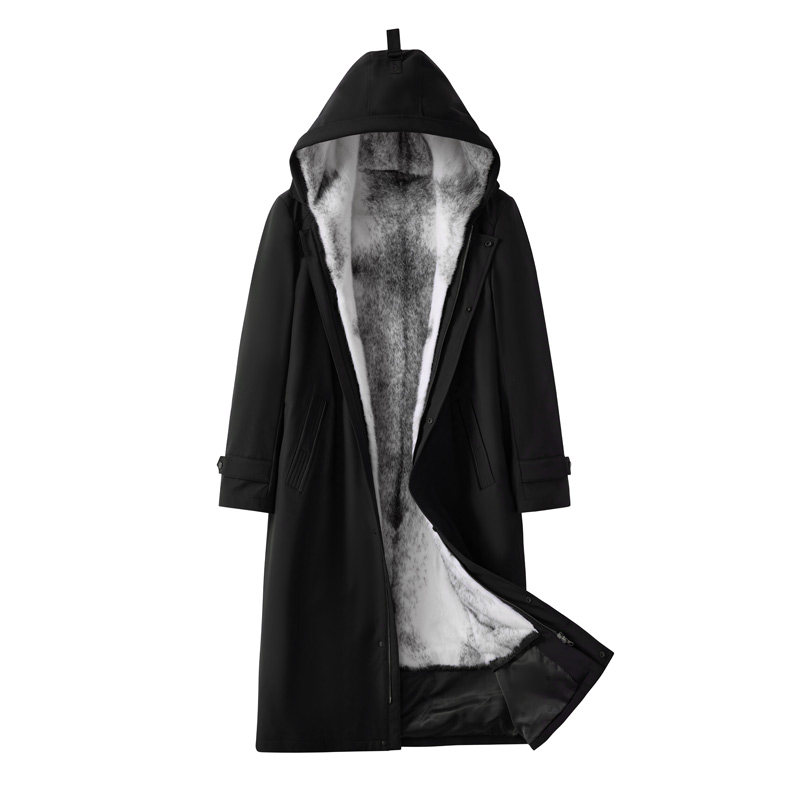 派克服男款棉袄加绒加厚内胆棉衣皮毛一体可拆卸貂皮大衣外套冬季