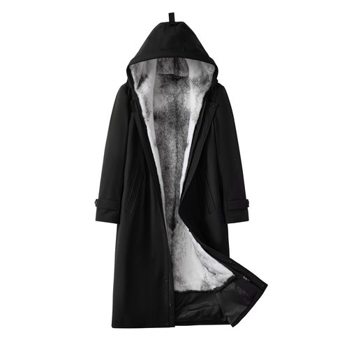 派克服男款棉袄加绒加厚内胆棉衣皮毛一体可拆卸貂皮大衣外套冬季
