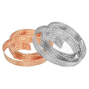 国标紫铜编织带接地线6/10/25平方扁铜线跨接软连接线导电裸铜带