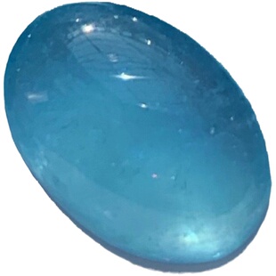 大尺寸!正圆形天然海蓝宝戒面裸石蛋面镶嵌绕线戒指吊坠耳有棉裂