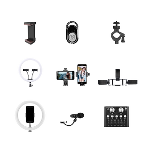 伟峰三脚架配件 横竖旋转手机夹遥控蓝牙单机位金属三机位 方形补光灯直播声卡话筒夹两用IPAD夹横杆俯拍零件