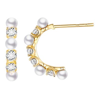 Cevol新奢钻石星辰系列9K金珍珠钻石耳钉耳环小众时尚高级感耳饰