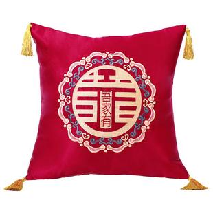 结婚中国风刺绣红喜字抱枕一对婚礼敬茶跪垫靠垫婚房布置新娘坐垫