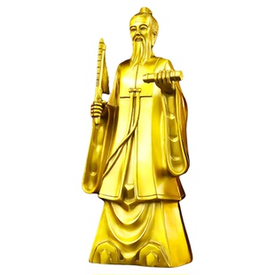 纯黄铜姜太公钓鱼摆件鱼缸姜子牙铜像姜太公在此百无禁忌家居饰品