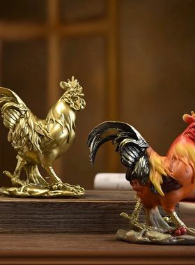 金公鸡树脂雕塑工艺品摆件动物户外装饰花园家居彩色庭院立体仿真