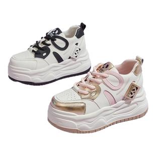 星期六厚底休闲板鞋女鞋春季新款黑白熊猫运动鞋女士松糕底小白鞋