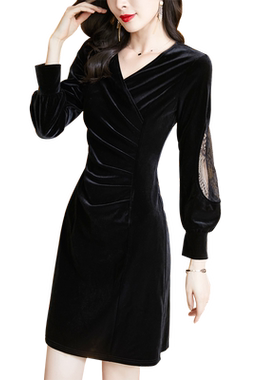 金丝绒连衣裙女春装2026新款裙子
