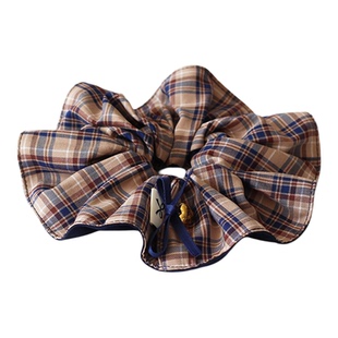 川野法式咖蓝格纹大肠发圈女新款时尚高级感扎马尾的发绳头饰发饰