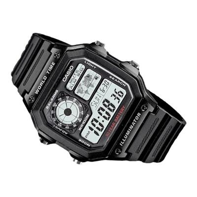 Casio卡西欧手表男女学生运动可佩戴游泳防水小方块AE-1200WH-1A
