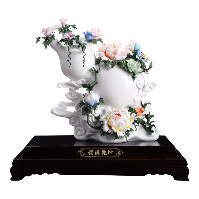 陶瓷福满乾坤摆件可定制祝福语