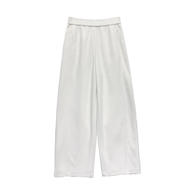 灰色加绒羊毛阔腿裤子女秋冬高腰垂感糯米裤卫裤醋酸弯刀裤直筒裤