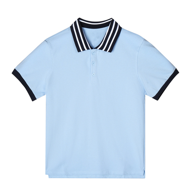 学生儿童短袖polo蓝色校服衫