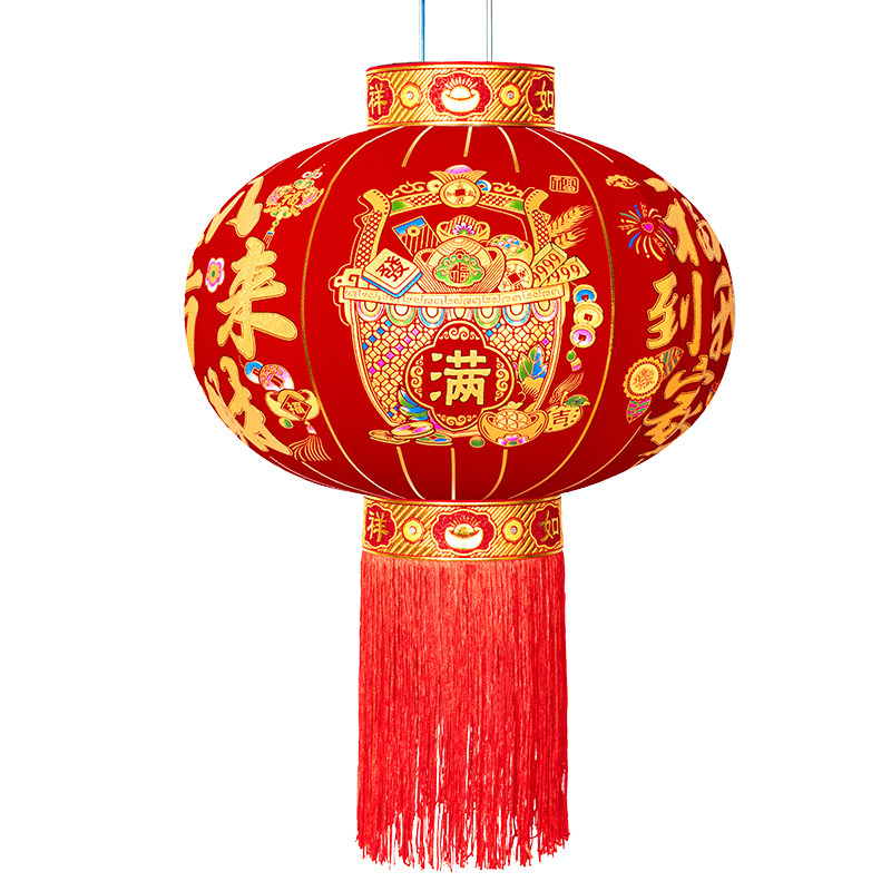满桶金春节大红灯笼一对装