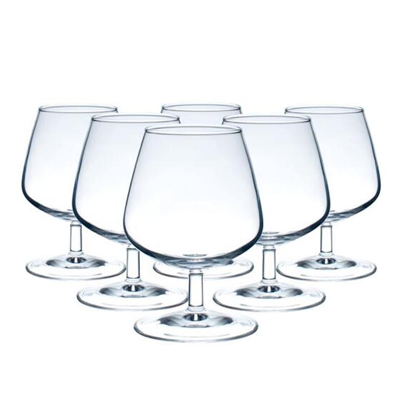 高脚白酒杯仙桃杯2两杯家用玻璃小号白兰地杯红酒洋酒杯子6只套装