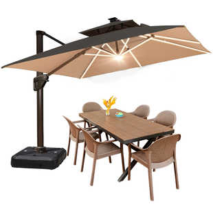 莫家户外桌椅伞室外遮阳伞大板桌椅庭院花园休闲桌椅+伞组合套装
