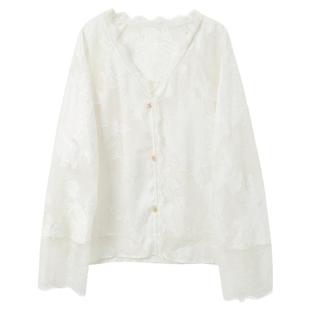 ibudu2025夏季新款新中式两件套蕾丝拼接提花开衫女