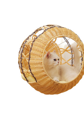 藤编猫窝四季通用夏天凉席窝阳台秋千宠物猫床猫咪摇篮超级大吊篮