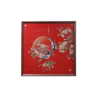 喜上眉梢入户玄关画装饰画古典新中式复古好寓意挂画乔迁新居礼品