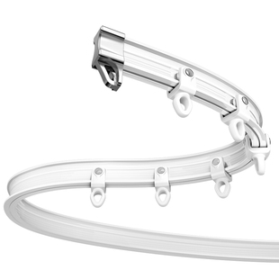 可弯曲窗帘轨道罗马杆下滑阳台顶装u型滑轨l型窗帘杆固定托架支架