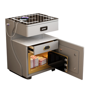 床头柜智能简约现代保险箱一体多功能卧室收纳柜极简轻奢床边柜子