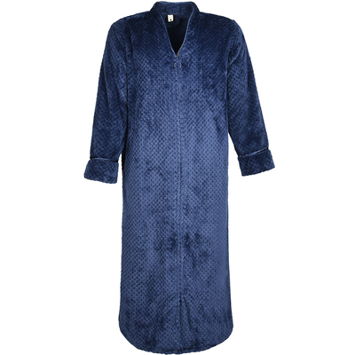 情侣拉链睡袍款女男加肥珊瑚绒