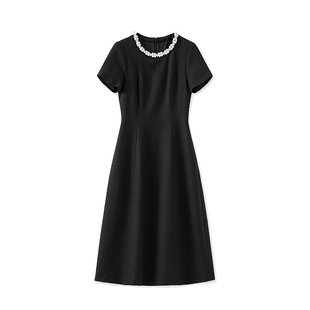 迪奥小香风连衣裙女25夏季轻奢高级感钉珠A字裙上流社会裙子新款