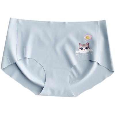 2条装七夕情侣无痕内裤男莫代尔女冰丝可爱中腰棉裆舒适个性高弹