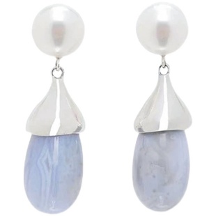 Sophie **hai小众设计高级感复古独特透明白水晶天然珍珠水滴耳环