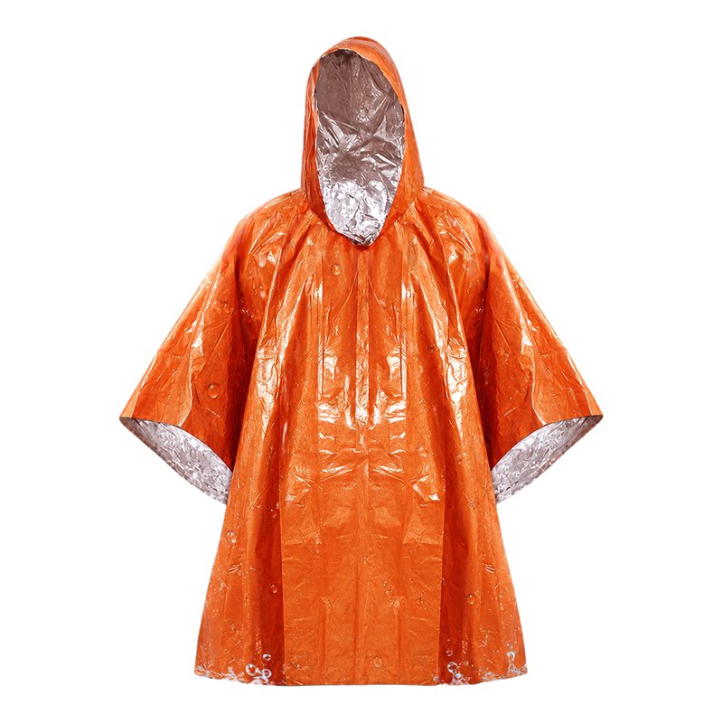 便携铝箔应急保温反光雨披
