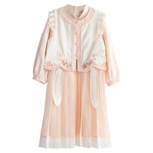 汉服女童秋款唐装小女孩中国风华服古装女宝宝古风明制马甲套装