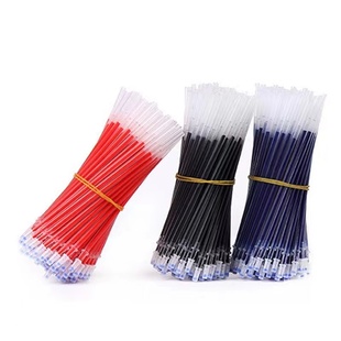 100支笔芯黑色中性笔芯全针管中性笔0.5子弹头速干水笔芯圆珠笔按压笔红色红笔芯替换替芯水笔心批发按动式