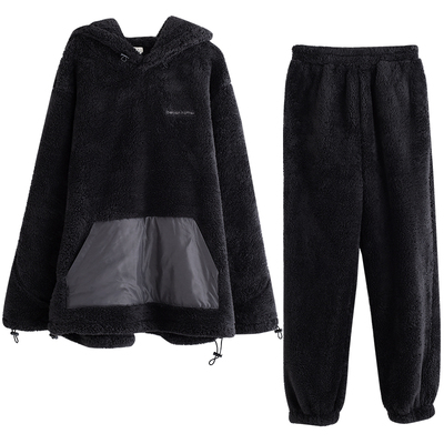 贝妍秋冬睡衣男连帽保暖珊瑚绒