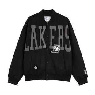 tq区绫致杰克琼斯NBA联名款湖人队冬刺绣logo棒球羽绒服