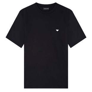 Armani/阿玛尼EA 男士刺绣鹰标丝光棉短袖T恤 EM004592 AF13747