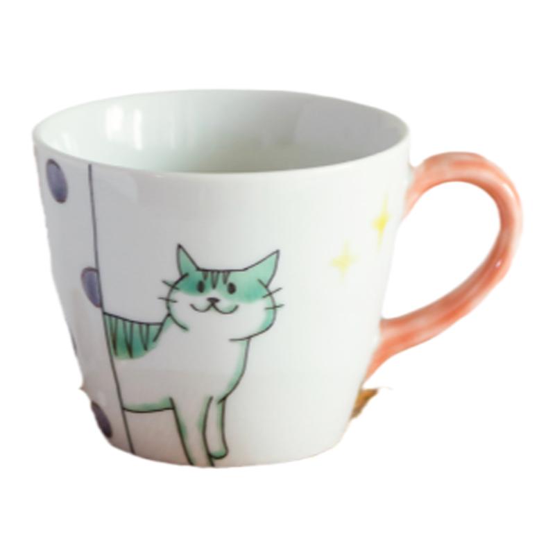 手绘猫咪日式马克杯日本九谷烧