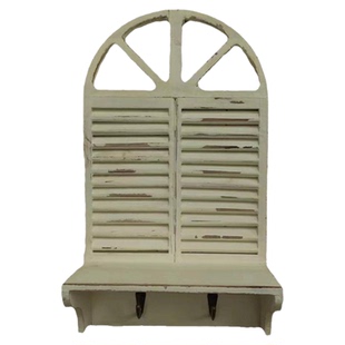 法式复古做旧木艺假窗框壁饰圆弧窗户客厅餐厅花园庭院民宿壁挂