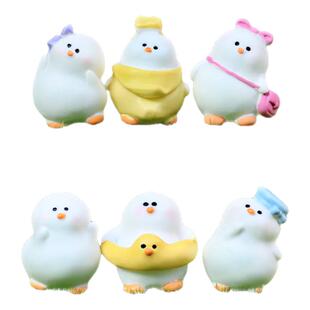 可爱卡通呆头鹅小白鹅盲盒玩具桌面微景观装饰品娃屋造景小摆件
