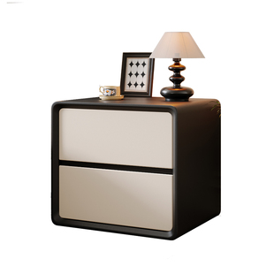 中古风床头柜实木家用卧室2026热卖高级感黑白色复古小型床边柜子
