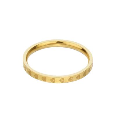 不掉色钛钢爱心满圈戒指女小众设计指环轻奢时尚个性素圈食指戒子