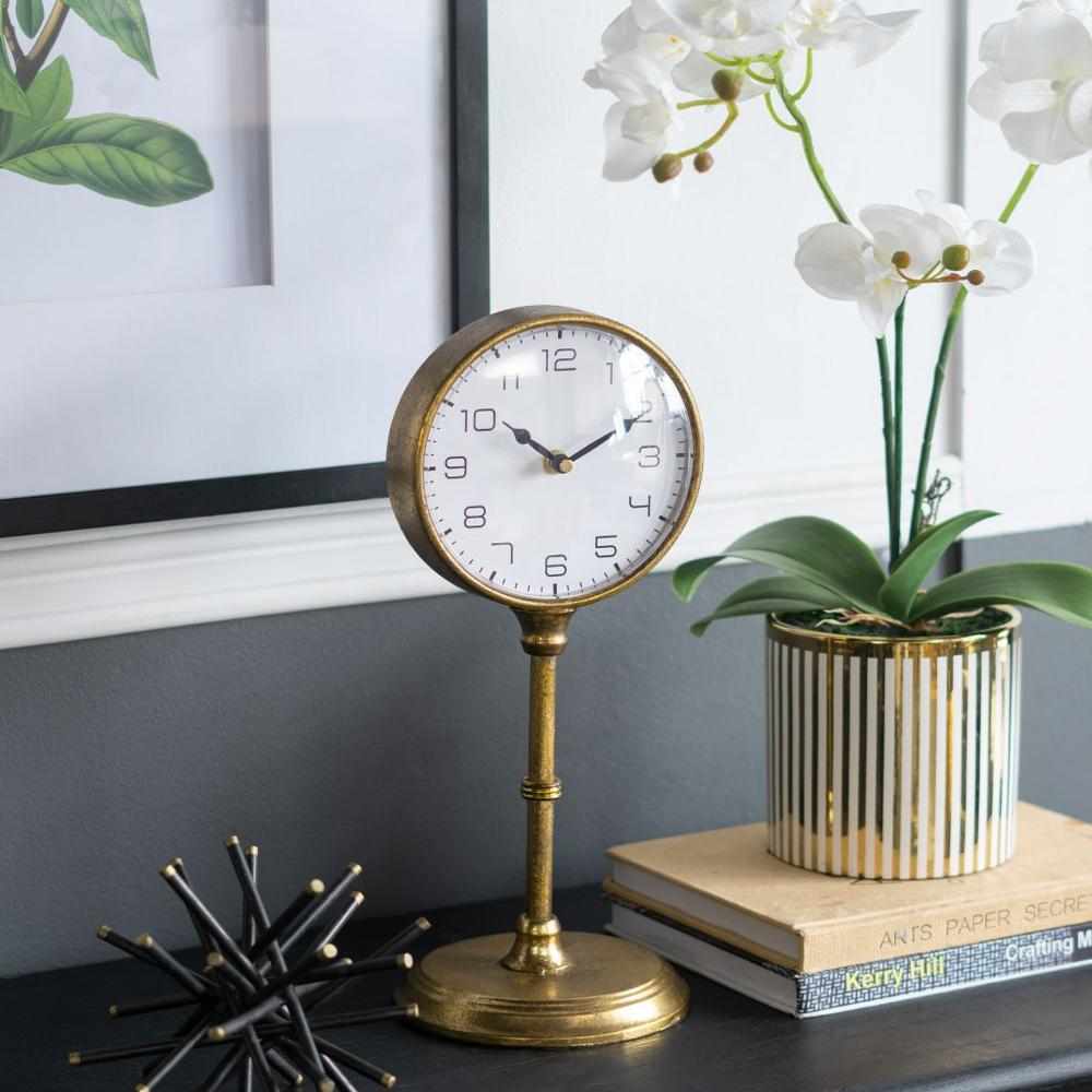 AB欧式座钟家用客厅时尚复古钟表摆件天然矿石装鉓创意台式钟