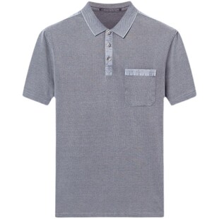 啄木鸟水洗棉短袖t恤男士中年翻领夏季有口袋薄款棉质夏装POLO衫T