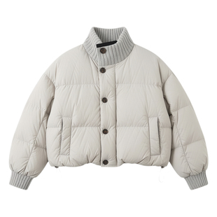 妮彩流行毛衣领短款棉服外女款爆款高级感小个子巨好看的初冬外套